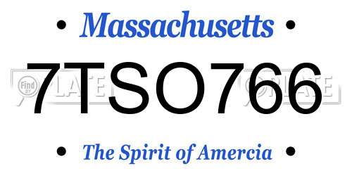 7TSO766 Massachusetts License Plate