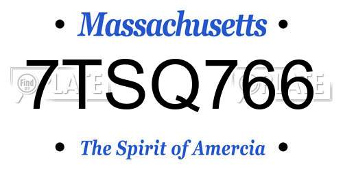 7TSQ766 Massachusetts License Plate