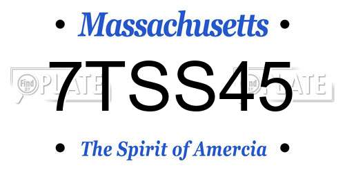 7TSS45 Massachusetts License Plate