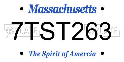 7TST263 Massachusetts License Plate