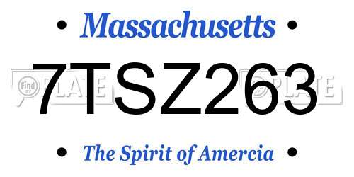 7TSZ263 Massachusetts License Plate