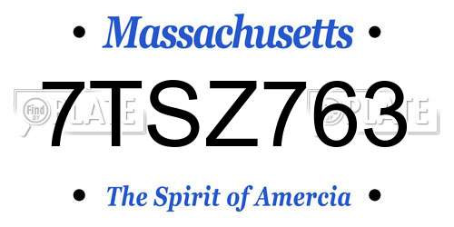 7TSZ763 Massachusetts License Plate