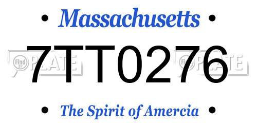 7TT0276 Massachusetts License Plate