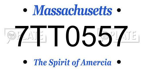 7TT0557 Massachusetts License Plate