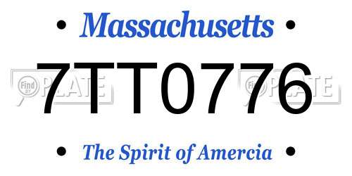 7TT0776 Massachusetts License Plate