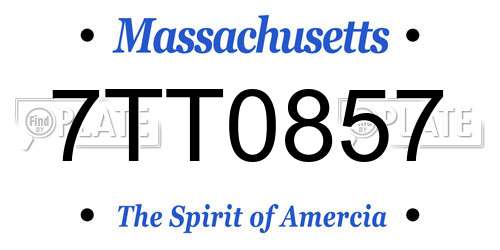 7TT0857 Massachusetts License Plate