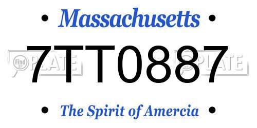 7TT0887 Massachusetts License Plate