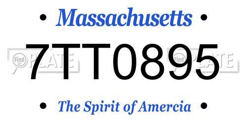 7TT0895 Massachusetts License Plate