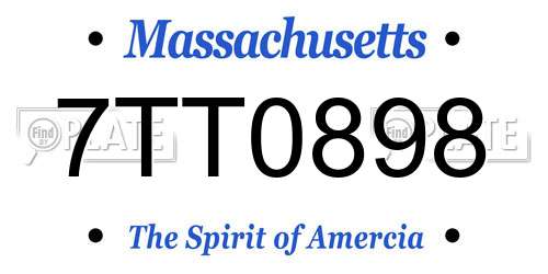 7TT0898 Massachusetts License Plate