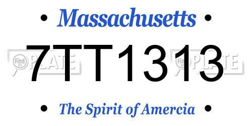 7TT1313 Massachusetts License Plate