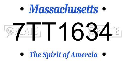 7TT1634 Massachusetts License Plate
