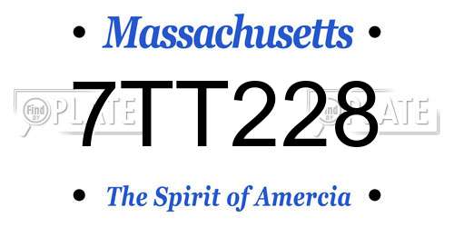 7TT228 Massachusetts License Plate