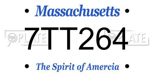 7TT264 Massachusetts License Plate