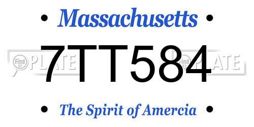 7TT584 Massachusetts License Plate