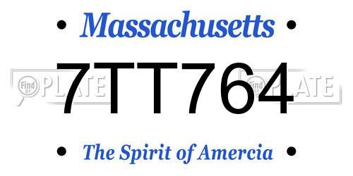 7TT764 Massachusetts License Plate
