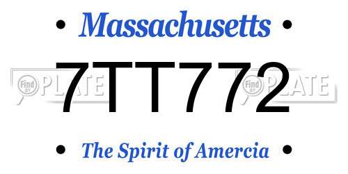 7TT772 Massachusetts License Plate