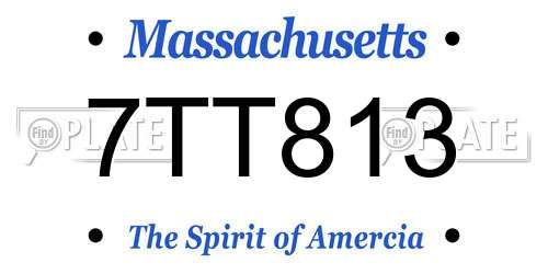 7TT813 Massachusetts License Plate