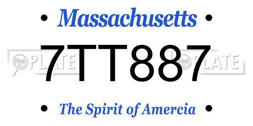 7TT887 Massachusetts License Plate