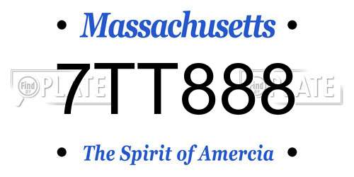7TT888 Massachusetts License Plate