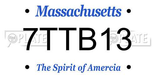 7TTB13 Massachusetts License Plate