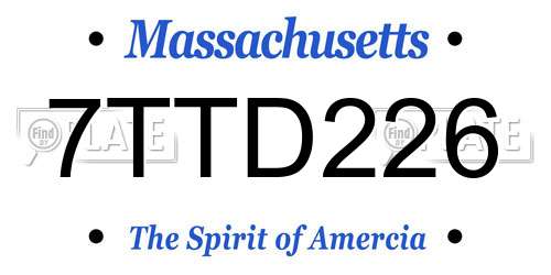 7TTD226 Massachusetts License Plate