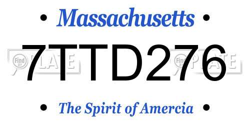7TTD276 Massachusetts License Plate