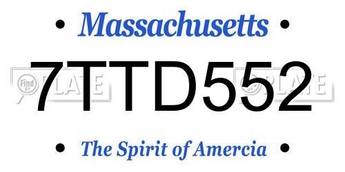 7TTD552 Massachusetts License Plate