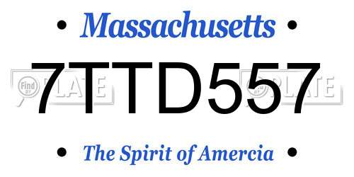 7TTD557 Massachusetts License Plate