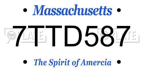 7TTD587 Massachusetts License Plate