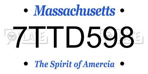 7TTD598 Massachusetts License Plate