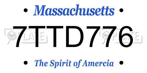 7TTD776 Massachusetts License Plate