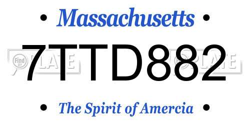 7TTD882 Massachusetts License Plate