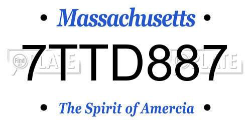 7TTD887 Massachusetts License Plate