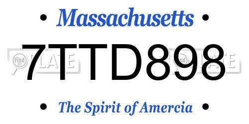 7TTD898 Massachusetts License Plate