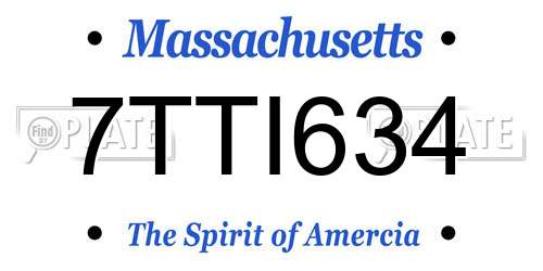7TTI634 Massachusetts License Plate