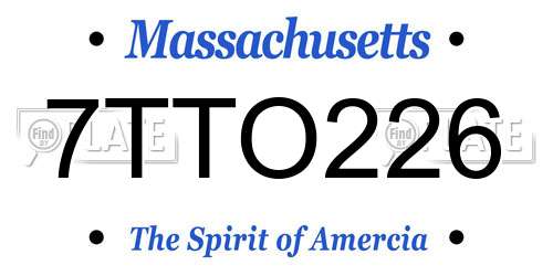 7TTO226 Massachusetts License Plate