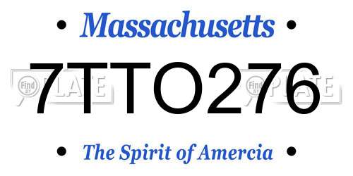 7TTO276 Massachusetts License Plate