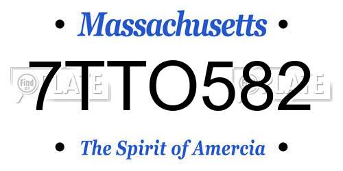 7TTO582 Massachusetts License Plate