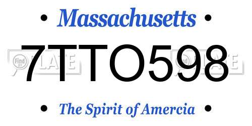 7TTO598 Massachusetts License Plate