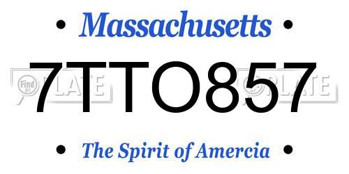 7TTO857 Massachusetts License Plate