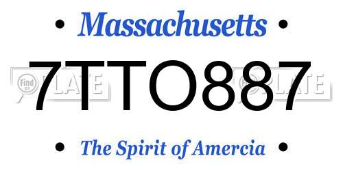 7TTO887 Massachusetts License Plate