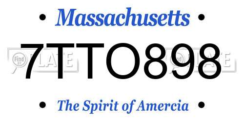 7TTO898 Massachusetts License Plate
