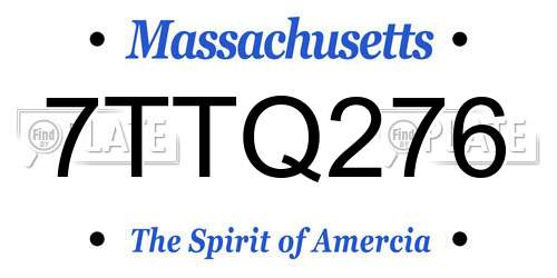 7TTQ276 Massachusetts License Plate