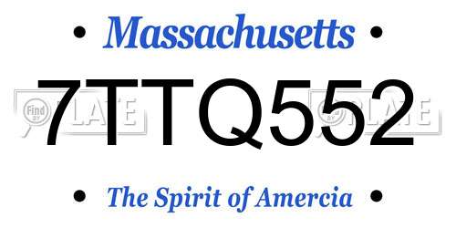 7TTQ552 Massachusetts License Plate