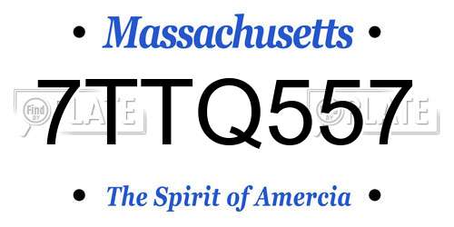 7TTQ557 Massachusetts License Plate