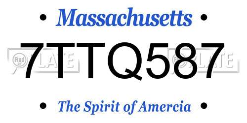 7TTQ587 Massachusetts License Plate