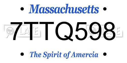 7TTQ598 Massachusetts License Plate