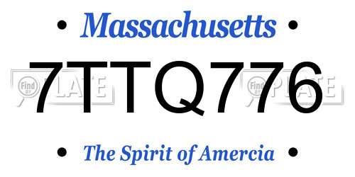7TTQ776 Massachusetts License Plate