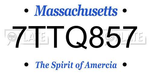 7TTQ857 Massachusetts License Plate
