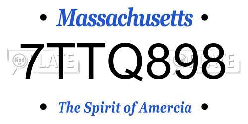 7TTQ898 Massachusetts License Plate
